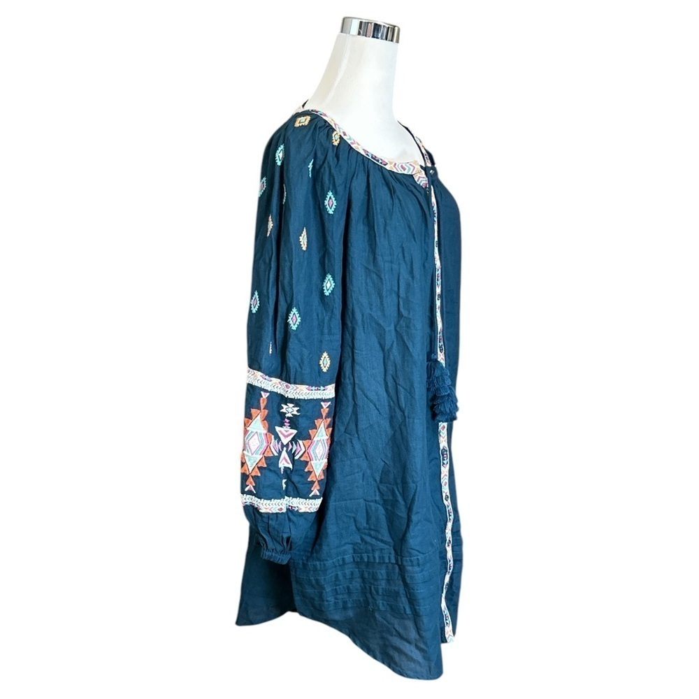 Sundance Women's Mini Dress Blue/Green Aztec Embroidered - Picture 3 of 7